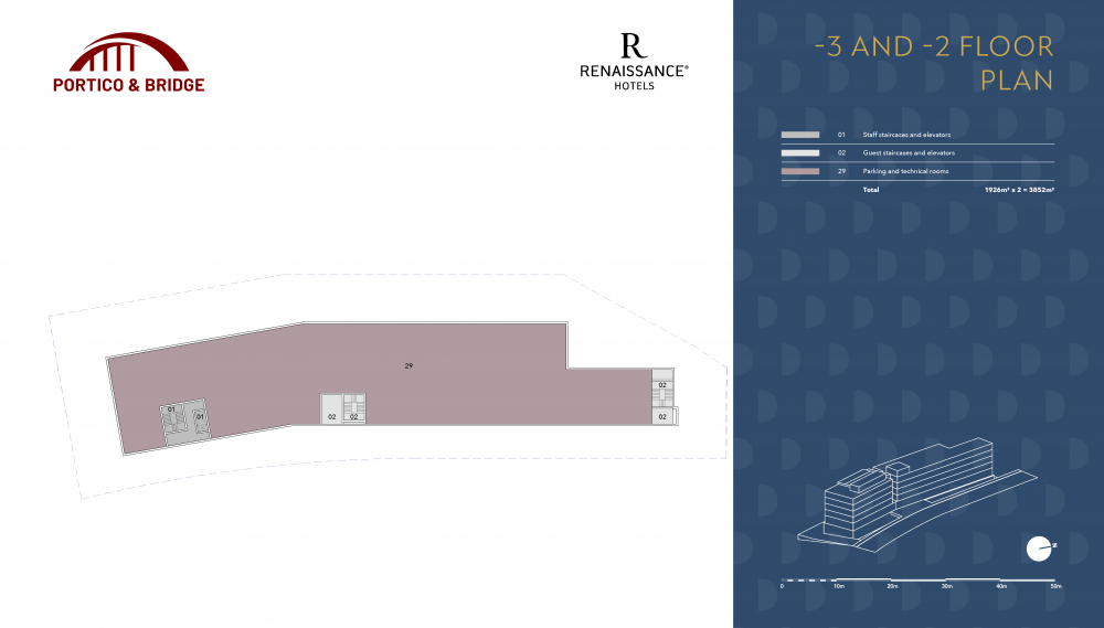Portico and Bridge - Golden Visa - Marriott -3 and -2 floor plan